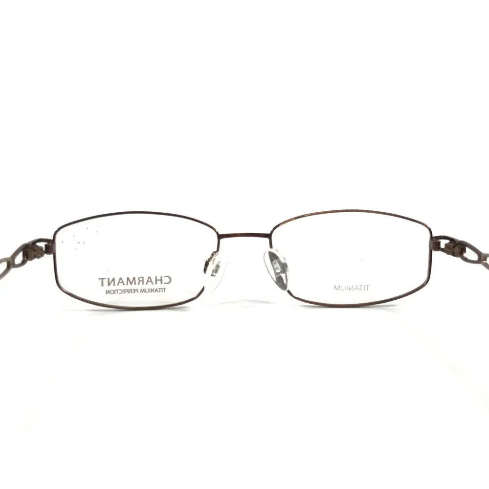 Charmant Eyeglasses Frames CH10860 BR Brown Wire Rim Titanium 52-17-135